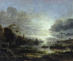 Paisaje a la luz de la luna